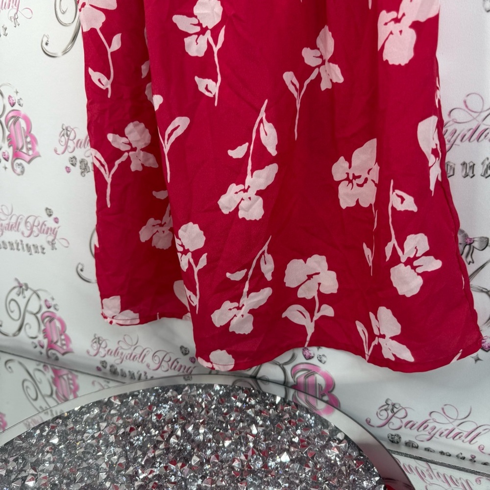 Kismet dress flowy ruffles flowers floral Vibrant Red and White Dress - Picture 3 of 13